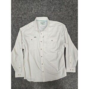 Poncho Men's XXL Performance White Long Sleeve Button-Up Shirt w/ Pockets